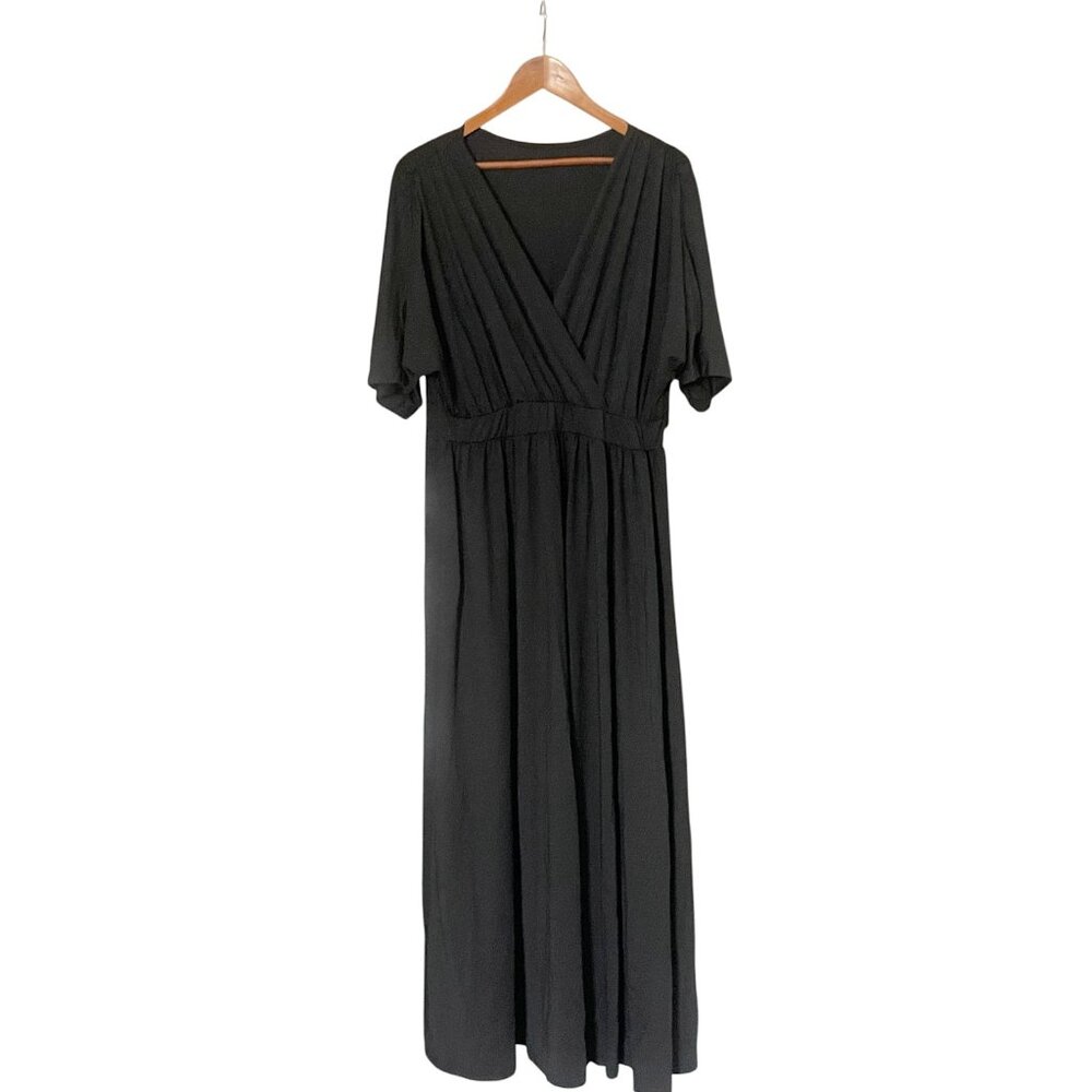 Split Shoulders Short Sleeve Bat Wing Women's Plus Size Surplice Maxi Dress 3XL - Picture 6 of 8